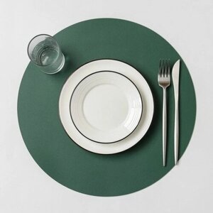 Салфетка сервировочная на стол "Тэм", d=35 см, цвет зелёный, 12 шт.