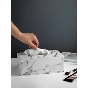 Салфетница на стол белый мрамор Бокс Коробка Органайзер Диспенсер для бумажных салфеток