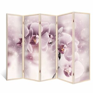 Ширма перегородка Орхидея розовая 5 створок кремовый дуб 176х230 см