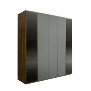 Шкаф 5-и дв. (2 двери стекло) Bogemia Woodline Air (Серый/Золото) БМШ2/5(2)(Woodline)(Air)