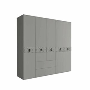 Шкаф 5-ти дверный без зеркал, с выдвижными ящиками, Ярцево Bogemia-Farfalle (Серый/Черный) БМШ2/51(Fa)