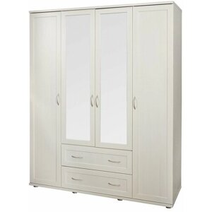 Шкаф для одежды 4-дверный Hoff Ника-люкс, с 2 зеркалами, цвет бодега белая