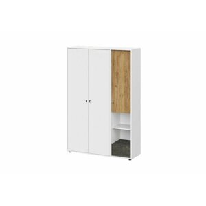 Шкаф SV Мебель 3-х створчатый комбинированный Анри белый текстурный / дуб золотой / железный камень 134.5x44.2x201.5 см