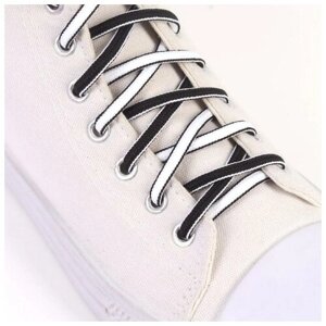 Шнурки для обуви, пара, круглые, d - 5 мм, 110 см, цвет чeрный/белый
