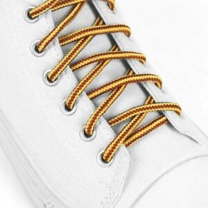 Шнурки для обуви, пара, круглые, d 5 мм, 110 см, цвет коричневый/жёлтый