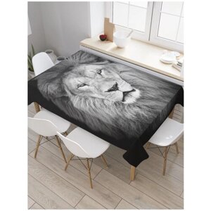 Скатерть прямоугольная JoyArty "Мудрый лев" из сатена, 180x145 см