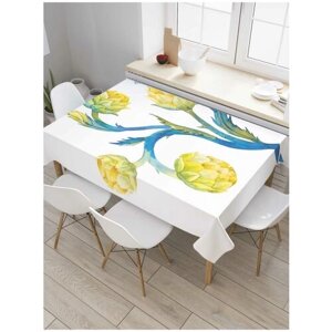 Скатерть прямоугольная JoyArty на кухонный стол "Цветущие шишки" из оксфорда, 120x145 см