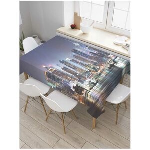 Скатерть прямоугольная JoyArty на кухонный стол "Город современности" из оксфорда, 180x145 см