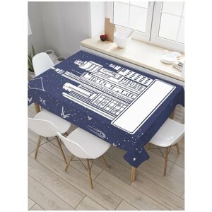Скатерть прямоугольная JoyArty на кухонный стол "Космический небоскреб" из оксфорда, 120x145 см