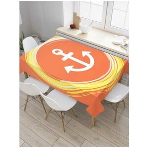 Скатерть прямоугольная JoyArty на кухонный стол "Круг с якорем" из оксфорда, 180x145 см