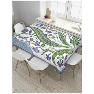 Скатерть прямоугольная JoyArty на кухонный стол "Лиственные цветы" из оксфорда, 180x145 см