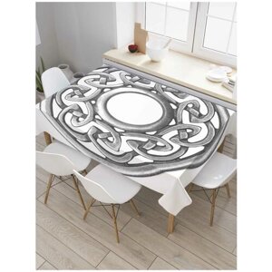 Скатерть прямоугольная JoyArty на кухонный стол "Металлический плетеный круг" из оксфорда, 120x145 см