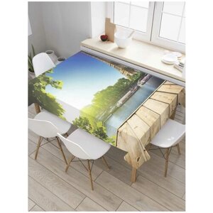 Скатерть прямоугольная JoyArty на кухонный стол "Парижские теплоходы" из оксфорда, 180x145 см