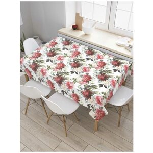 Скатерть прямоугольная JoyArty на кухонный стол "Полевые цветы" из оксфорда, 180x145 см