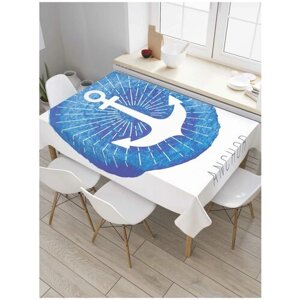 Скатерть прямоугольная JoyArty на кухонный стол "Полосатый якорь" из оксфорда, 180x145 см
