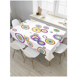 Скатерть прямоугольная JoyArty на кухонный стол "Радужные круги" из оксфорда, 180x145 см