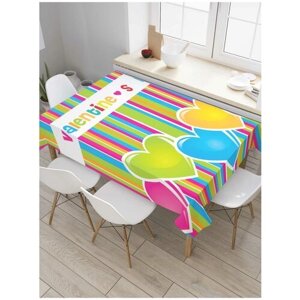 Скатерть прямоугольная JoyArty на кухонный стол "Радужные сердца" из оксфорда, 120x145 см