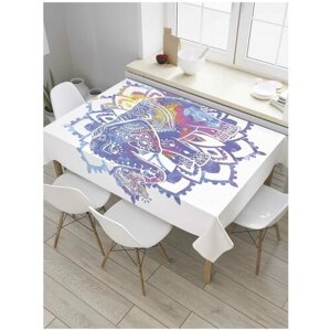 Скатерть прямоугольная JoyArty на кухонный стол "Радужный слон" из оксфорда, 180x145 см
