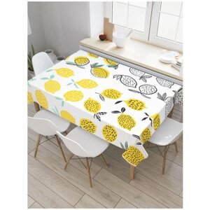 Скатерть прямоугольная JoyArty на кухонный стол "Раскраска лимонов" из оксфорда, 120x145 см
