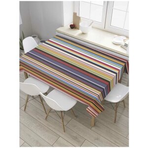 Скатерть прямоугольная JoyArty на кухонный стол "Разноцветные вертикальные полосы" из оксфорда, 180x145 см