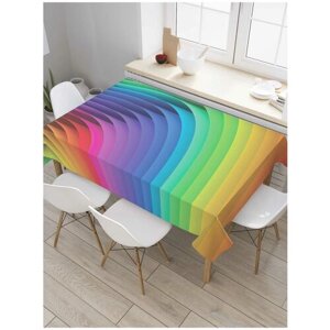 Скатерть прямоугольная JoyArty на кухонный стол "Рельефная радуга" из оксфорда, 180x145 см