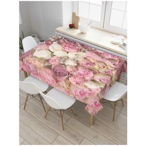 Скатерть прямоугольная JoyArty на кухонный стол "Розовый букет" из оксфорда, 180x145 см