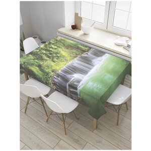 Скатерть прямоугольная JoyArty на кухонный стол "Тропический водопад" из оксфорда, 120x145 см
