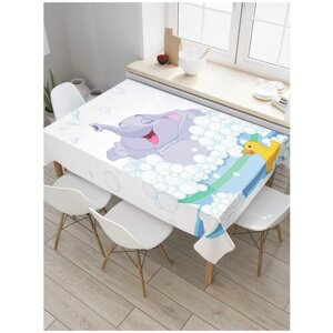 Скатерть прямоугольная JoyArty на кухонный стол "Ванна для слоника" из оксфорда, 180x145 см