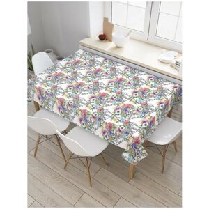 Скатерть прямоугольная JoyArty на кухонный стол "Винтажный весенний букет" из оксфорда, 120x145 см