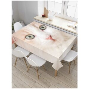 Скатерть прямоугольная JoyArty на кухонный стол "Внимание кота" из оксфорда, 180x145 см