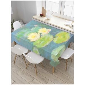 Скатерть прямоугольная JoyArty на кухонный стол "Водяные лилии" из оксфорда, 120x145 см