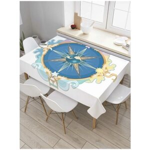 Скатерть прямоугольная JoyArty на кухонный стол "Волнистый компас" из оксфорда, 120x145 см
