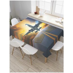 Скатерть прямоугольная JoyArty на кухонный стол "Взлетаем! из оксфорда, 120x145 см