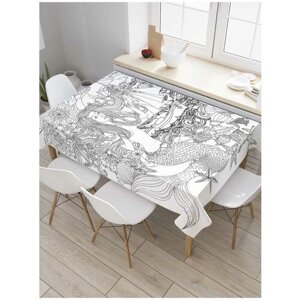 Скатерть прямоугольная JoyArty на кухонный стол "Загадочная русалка" из оксфорда, 120x145 см