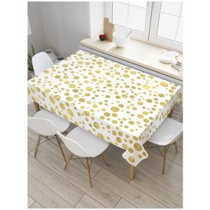 Скатерть прямоугольная JoyArty на кухонный стол "Золотые точки" из оксфорда, 180x145 см