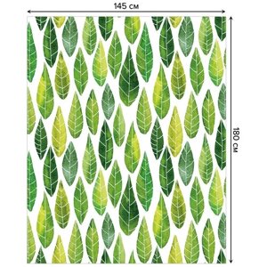 Скатерть прямоугольная JoyArty "Зеленые листья" из сатена, 180x145 см