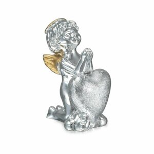 Статуэтка "Ангел с сердцем на коленях", с серебрением, 7 см, Италия, GiovinArte, 1909