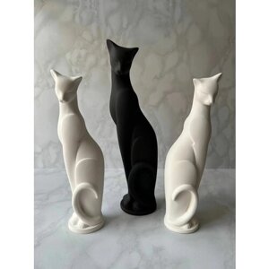 Статуэтка набор Кошка Грация 3шт, 22 см и 27 см. черная. Гипс.
