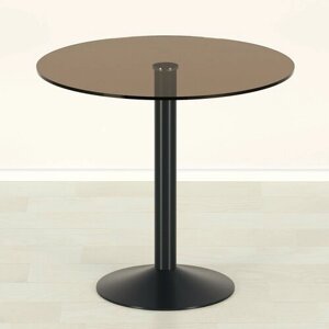 Стеклянный кухонный стол Троя-18 бронза/черный D60
