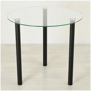 Стеклянный обеденный стол Эдель 18-3 прозрачный/черный D70