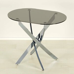 Стеклянный стол овальный Рим-23 серый/хром (1100х700)