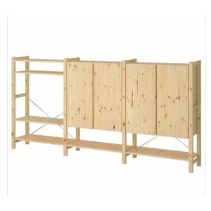 Стеллаж 3 секции/полки/шкаф деревянный IKEA Ivar, система для хранения Икеа ивар трёхсекционный шкаф с дверками и открытыми полками 259*30*124 см