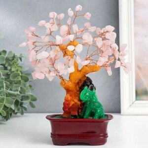 Сувенир бонсай "Разноцветное денежное дерево со слоником" 120 камней 22х10,5х7,5 см 9223552