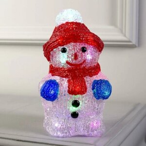 Светодиодная фигура «Снеговик» 11 22 11 см, акрил, 24 LED, батарейки ААх2 (не в комплекте), свечение мульти (RGB)