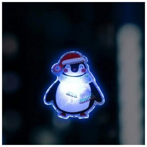 Светодиодная игрушка на липучке «Пингвин в шапке» 7.5 8 см, батарейки LR44х3, свечение мульти (комплект из 14 шт)