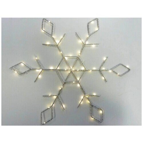 Светящееся украшение "Серебряная снежинка", 65 белых микро LED-огней, 41 см, батарейки, Peha Magic