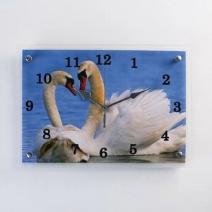 Сюжет Часы-картина настенные, интерьерные "Лебеди", бесшумные, 25 х 35 см