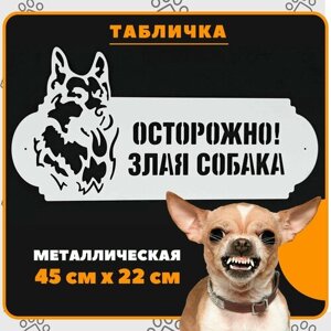 Табличка "Осторожно! Злая собака", металлическая, 220 мм х 450 мм
