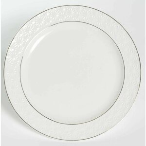 Тарелка обеденная столовая 24 см Грация Нежность, фарфор, мелкая белая, для подачи блюд и сервировки стола Венера