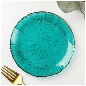 Тарелка стеклянная «Фейерверк», d=15,5 см, цвет изумрудный